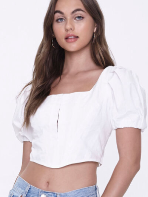 Puff-sleeve Crop Top