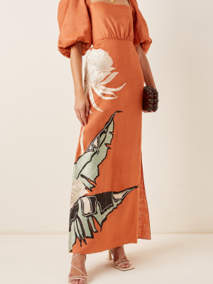 Horn Of African Embroidered Linen Dress