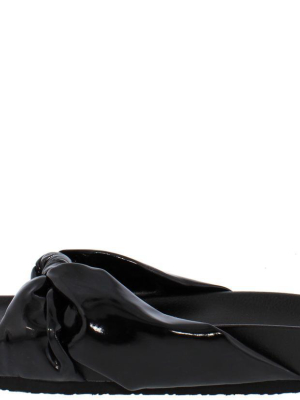 Moira35 Black Knotted Slide On Low Platform Sandal