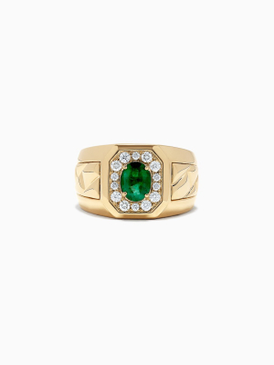 Effy Men's 14k Yellow Gold Emerald And Diamond Ring, 1.55 Tcw