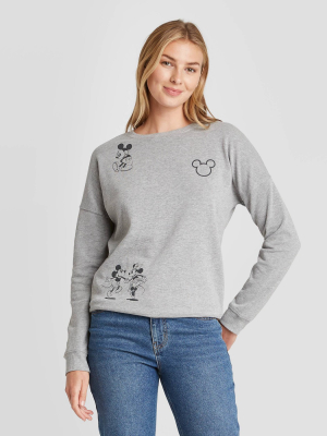 Women's Disney Mickey Mini Details Graphic Sweatshirt - Gray