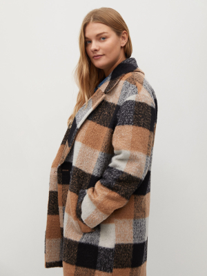 Check Wool-blend Coat