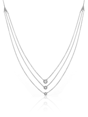 14kt White Gold Diamond Triple Layer Mikaila Necklace