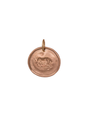 Bull Coin Pendant - Rose Gold