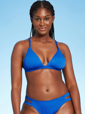 Women's Ribbed Triangle Bikini Top - Shade & Shore™ Sapphire Blue