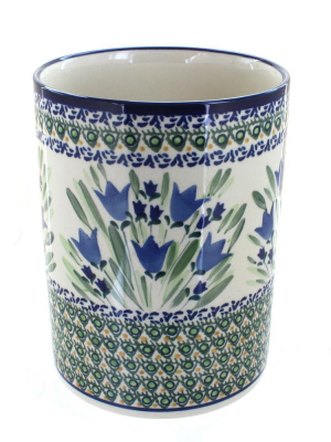 Blue Rose Polish Pottery Blue Tulip Utensil Jar