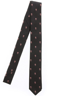 Alexander Mcqueen Skull Embroidered Tie