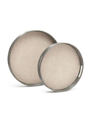 Faye Round Tray Set Of Two Gray Buntal