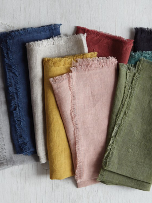 Solid Linen Napkins Set Of 4 In Curry