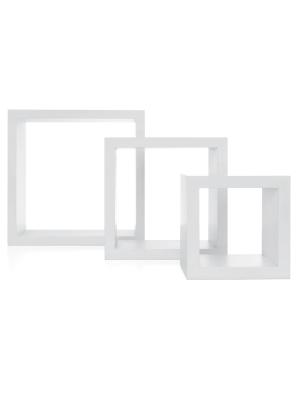 Set Of 3 Cubbi Floating Wall Shelves White