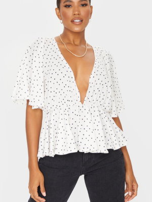 White Polka Frill Blouse