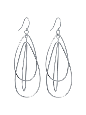 Silver Plated Brass Interlock Tear Drop Earrings