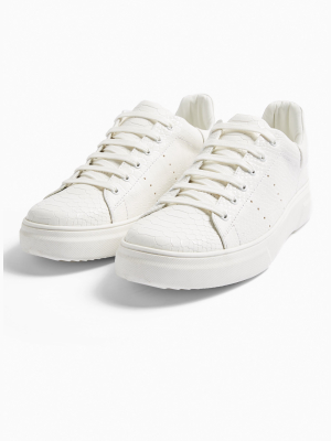 White Chunky Drone Emboss Sneakers