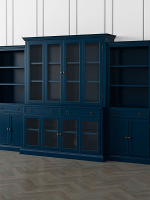 Cameo Indigo 4-piece Glass Door Wall Unit With Storage Bookcases