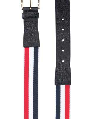 Thom Browne Rwb Striped Buckle Belt