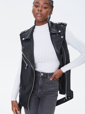 Faux Leather Moto Vest