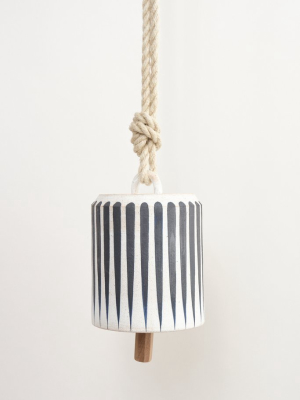 Large Wide Thrown Bell In Indigo Stripes