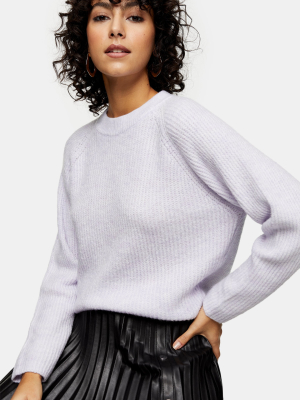 Lilac Cable Cropped Knitted Sweater