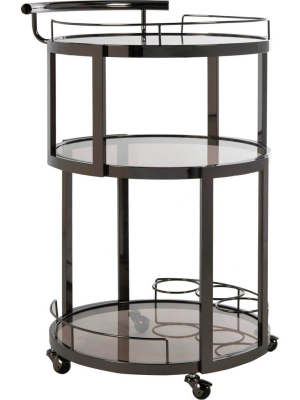 Ricky 3 Tier Round Bar Cart And Wine Rack Gun Metal/tinted Glass