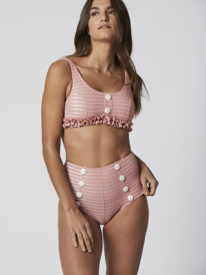 Colby Pink Jacquard High-waist Bikini