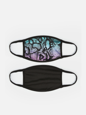 **2 Pack Snakeskin Fashion Face Mask By Skinnydip