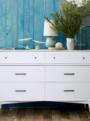 Mid-century 6-drawer Dresser - White