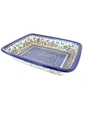 Blue Rose Polish Pottery Garden Of Eden Lasagna Dish