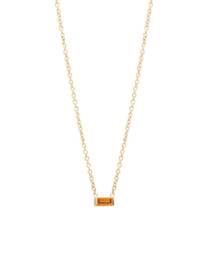 14k Citrine Baguette Necklace | November Birthstone