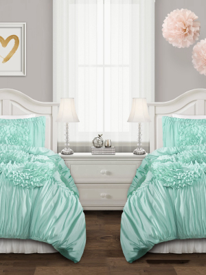 3pc Full/queen Reyna Comforter Set Aqua - Lush Décor