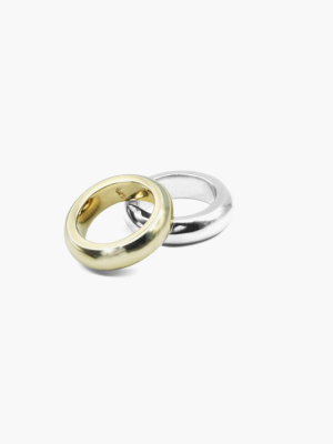 Charlotte Cauwe Studio Brass And Sterling Silver Tube Ring Set