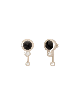 Medium Drop Earrings - Black & White Diamond