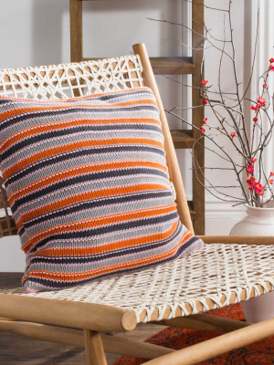 Candy Stripe Knit Pillow Orange Combo