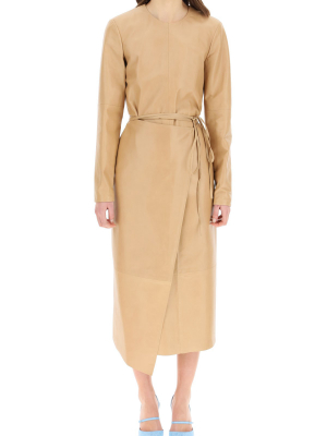 Sportmax Wrapped Leather Midi Dress