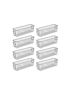 Mdesign Metal Bathroom Storage Organizer Basket Bin, Long, 8 Pack