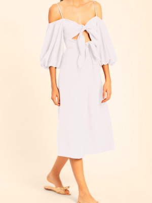 Linen Midi Dress With Double Knot