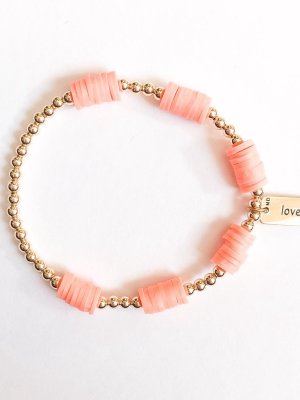 Marli And Lenny Colorblock Gold Bracelet - Coral/love