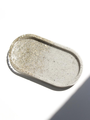 Crushed Glass Oval Vanity Tray - Pepper