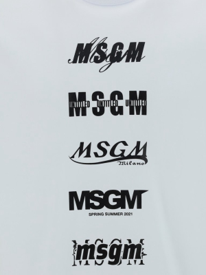 Msgm Multi Logo Printed T-shirt