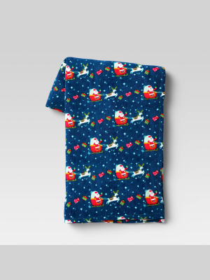 Christmas Santa Plush Throw Blanket Navy - Wondershop™