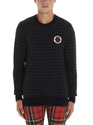 Alexander Mcqueen Houndstooth Logo Patch Sweater