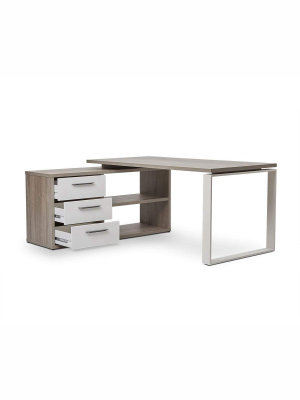 View of Scandinavian Designs Gammel Desk With Reversible Storage Return - Autumn