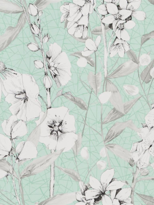 Emelie Wallpaper In Aqua From The Mandora Collection By Designers Guild