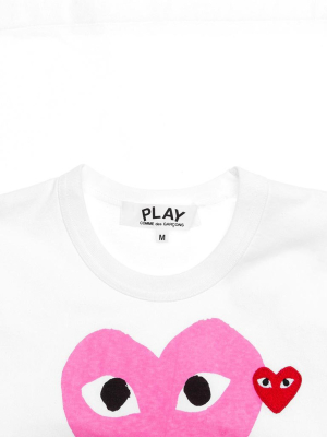 Comme Des Garcons Play Red Emblem Heart T-shirt - White/pink