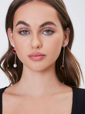 Heart Pendant Drop Earrings