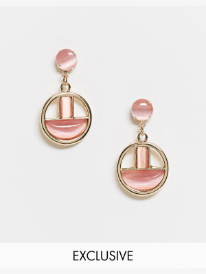 Glamorous Exclusive Pink Enamel Earrings In Gold