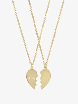'always' Bff Heart Necklaces