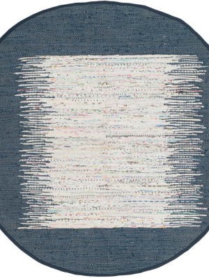 Montauk Border Ivory/navy Round Rug