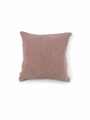 Velvet Pillow With Pom Pom Trim - Blush