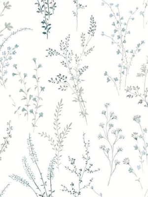 Wildflower Sprigs Wallpaper In Blue And Green From The Simply Farmhouse Collection By York Wallcoverings