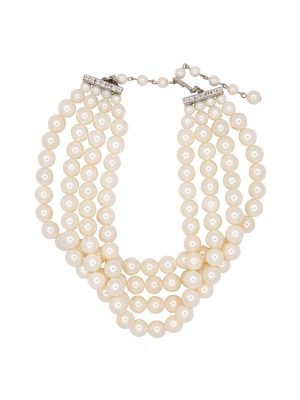 4 Row White Shell Pearl Necklace